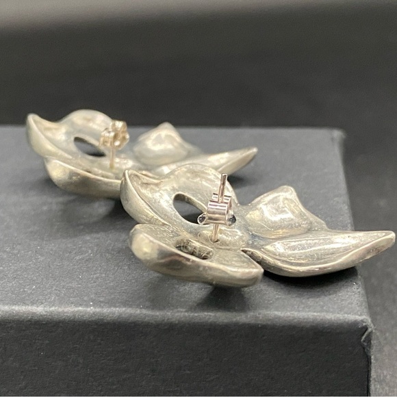 Vintage Pewter Bow Earrings Signed Seagull Canada 1988 - Picture 10 of 11